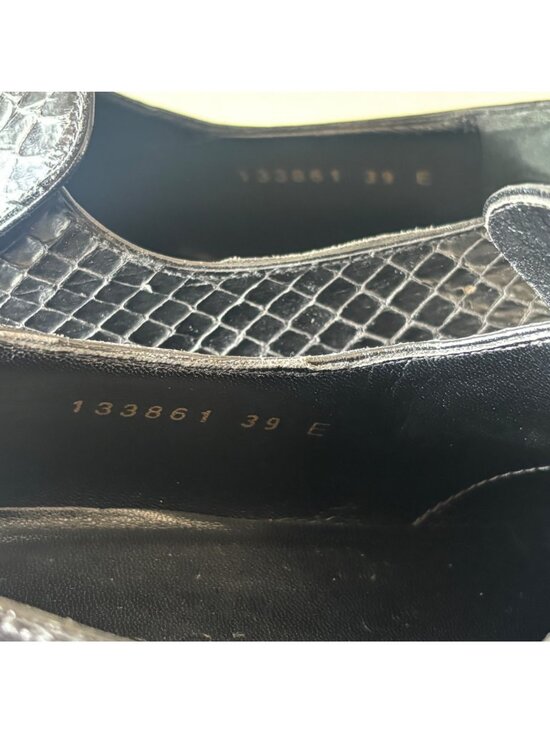 Vintage Gucci Black Genuine Python Leather Loafers Size 39E Made In Italy Shoes